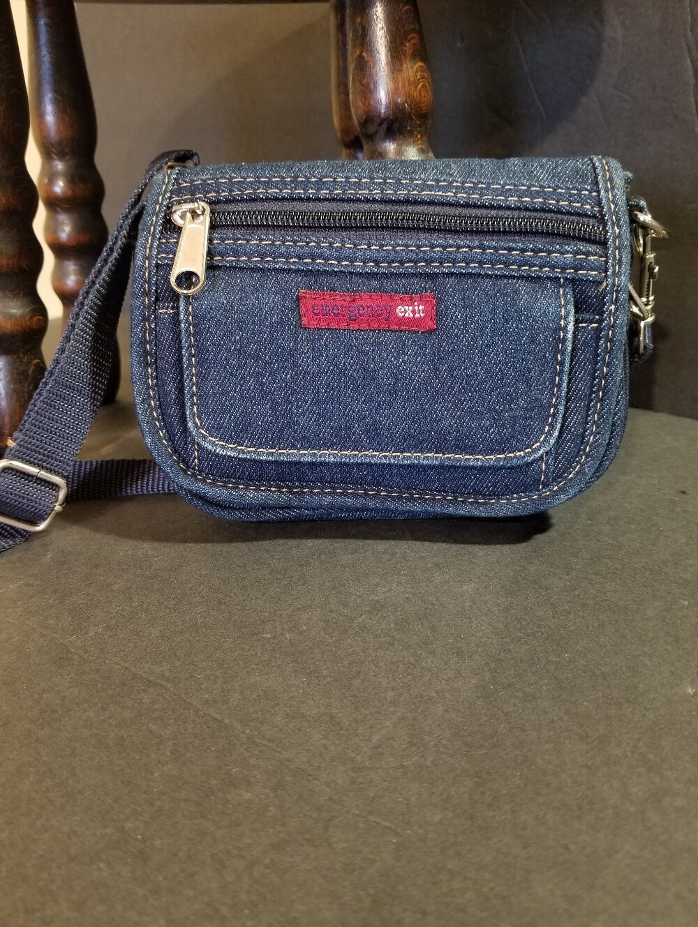 Vtg 90s/Y2k Emergency Exit Mini Denim Crossbody Like New Compartments 6x5